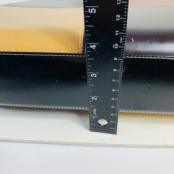 Y2K Colorblock Patchwork Shoulder Bag With Long Straps Faux Leather Purse VTG - Picture 9 of 12